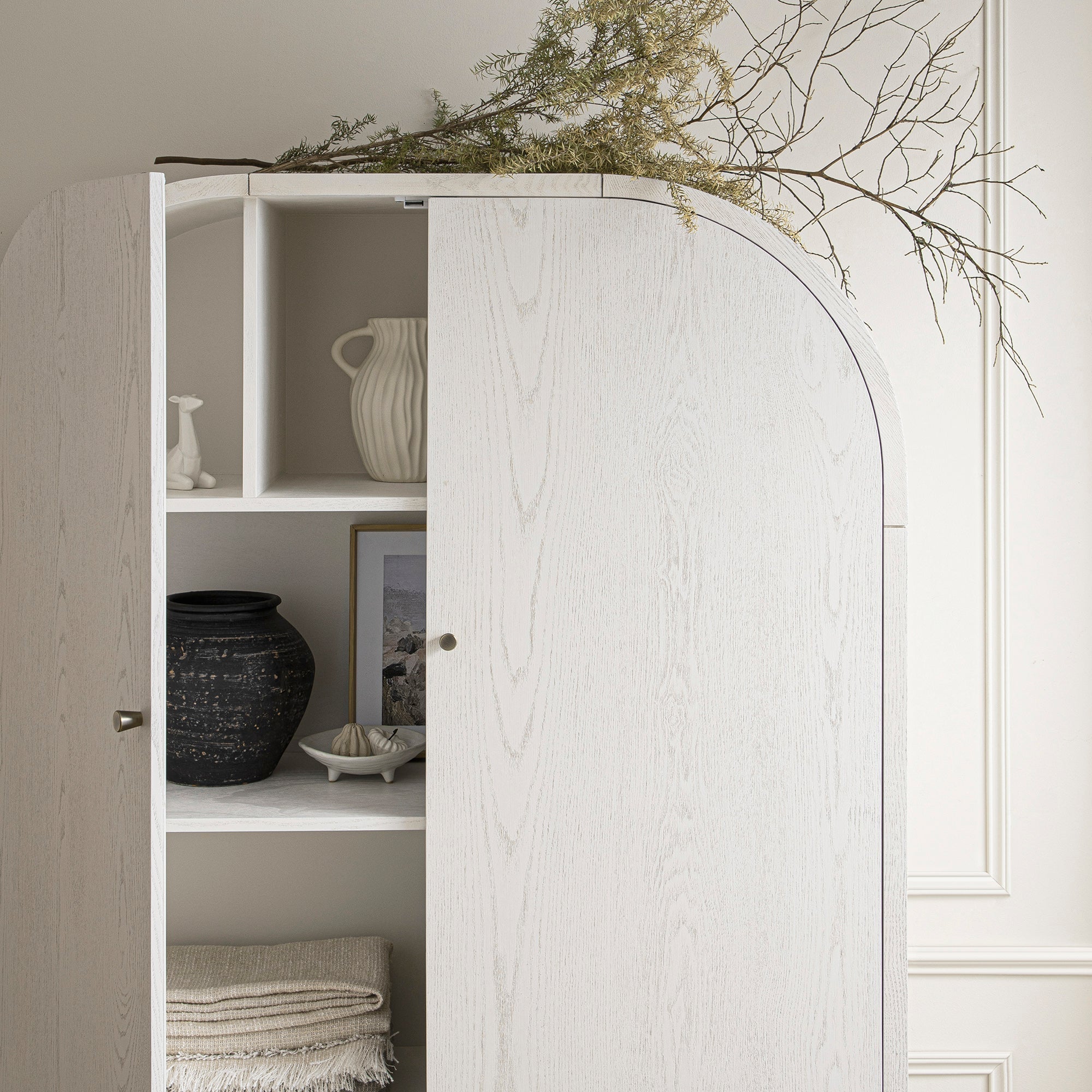 Large Storage Cabinet, Washed White Ash