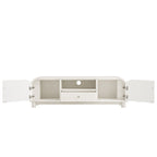 TV Unit, Washed White Ash with Raffia