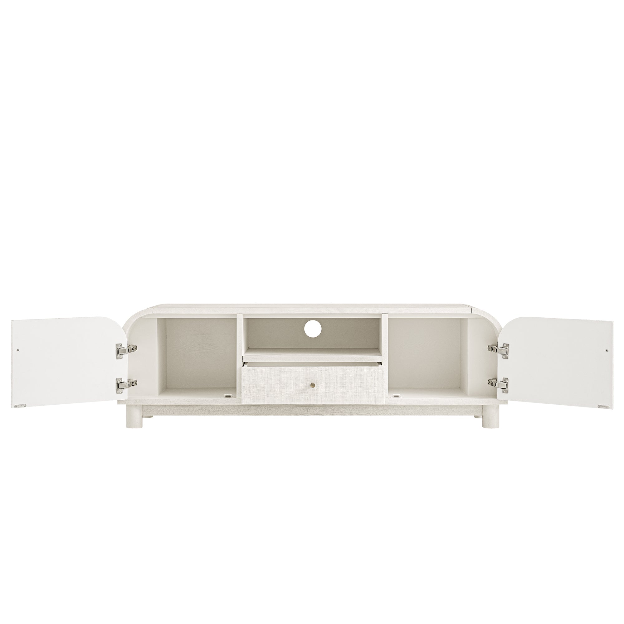 TV Unit, Washed White Ash with Raffia