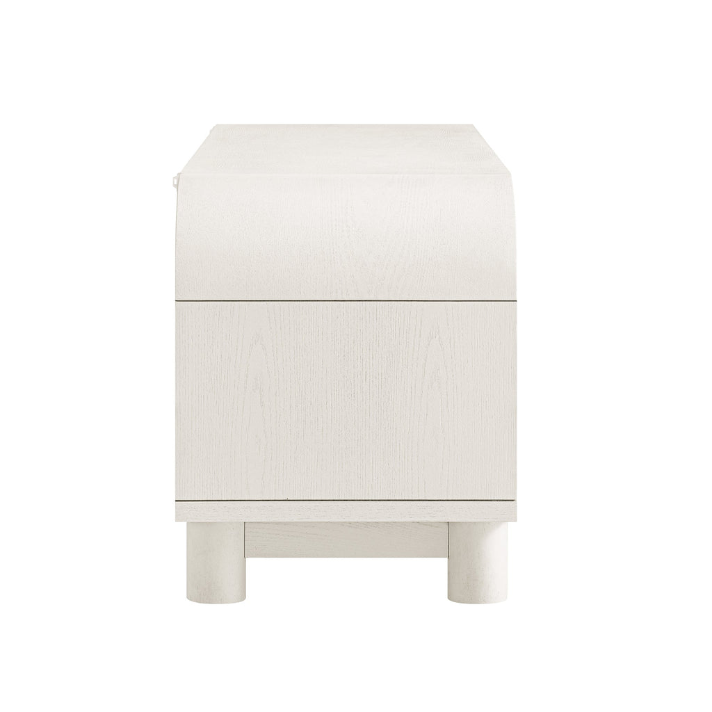 TV Unit, Washed White Ash with Raffia
