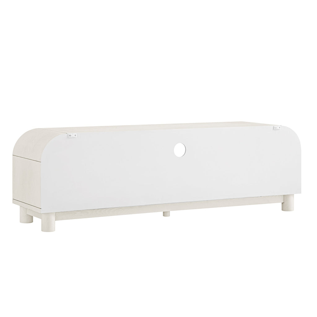 TV Unit, Washed White Ash with Raffia