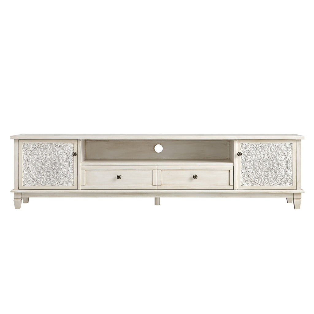 Whitewashed 79 Wide TV Stand