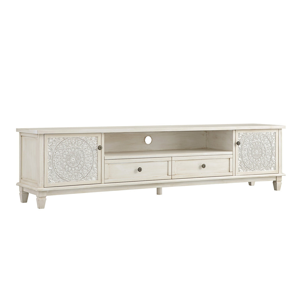 Whitewashed 79 Wide TV Stand