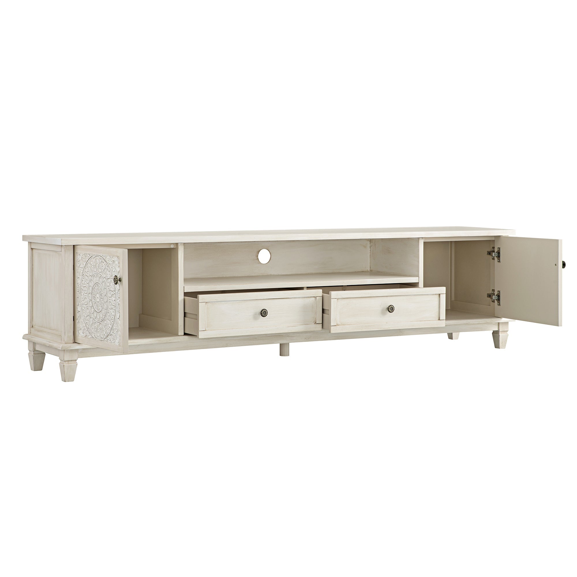 Whitewashed 79 Wide TV Stand