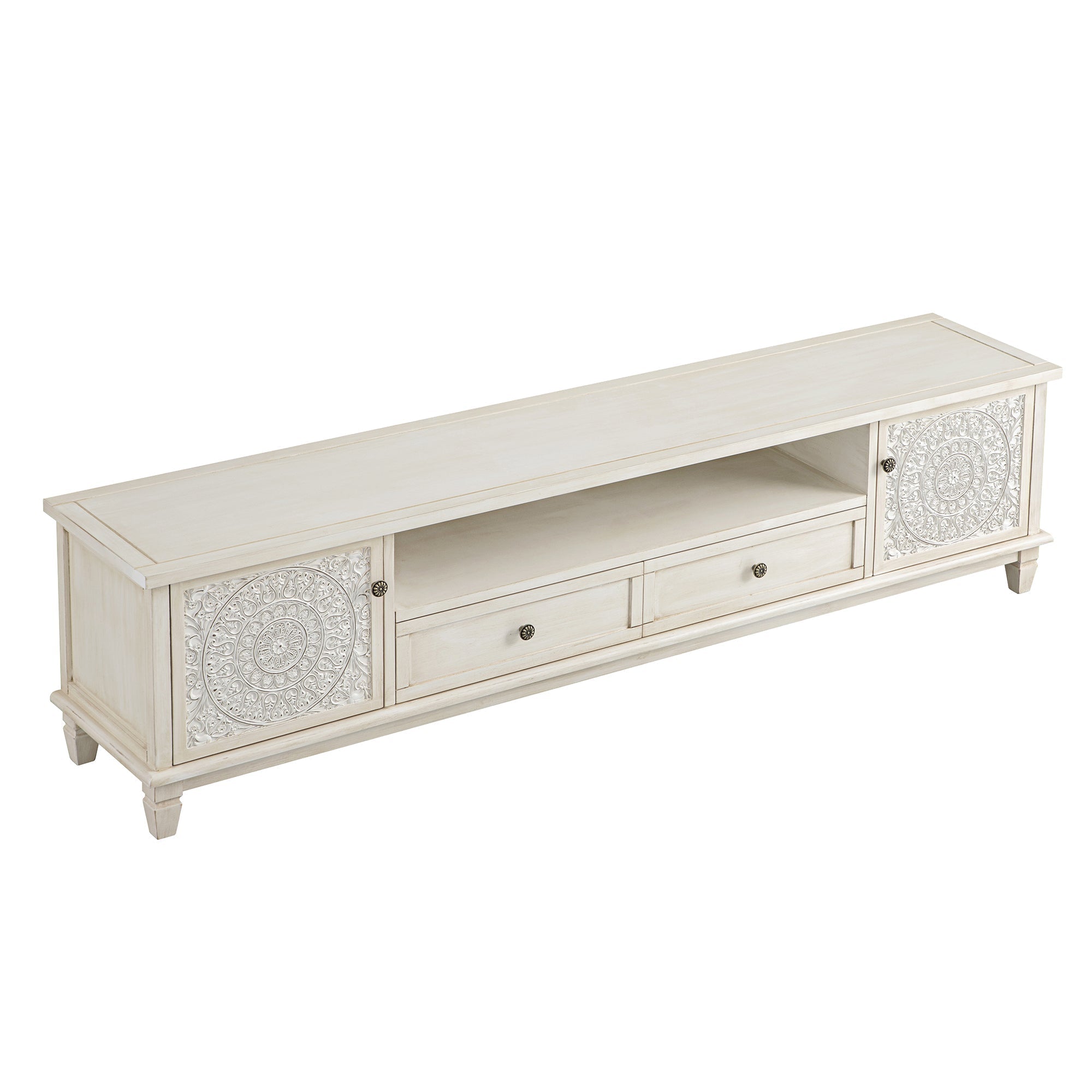 Whitewashed 79 Wide TV Stand
