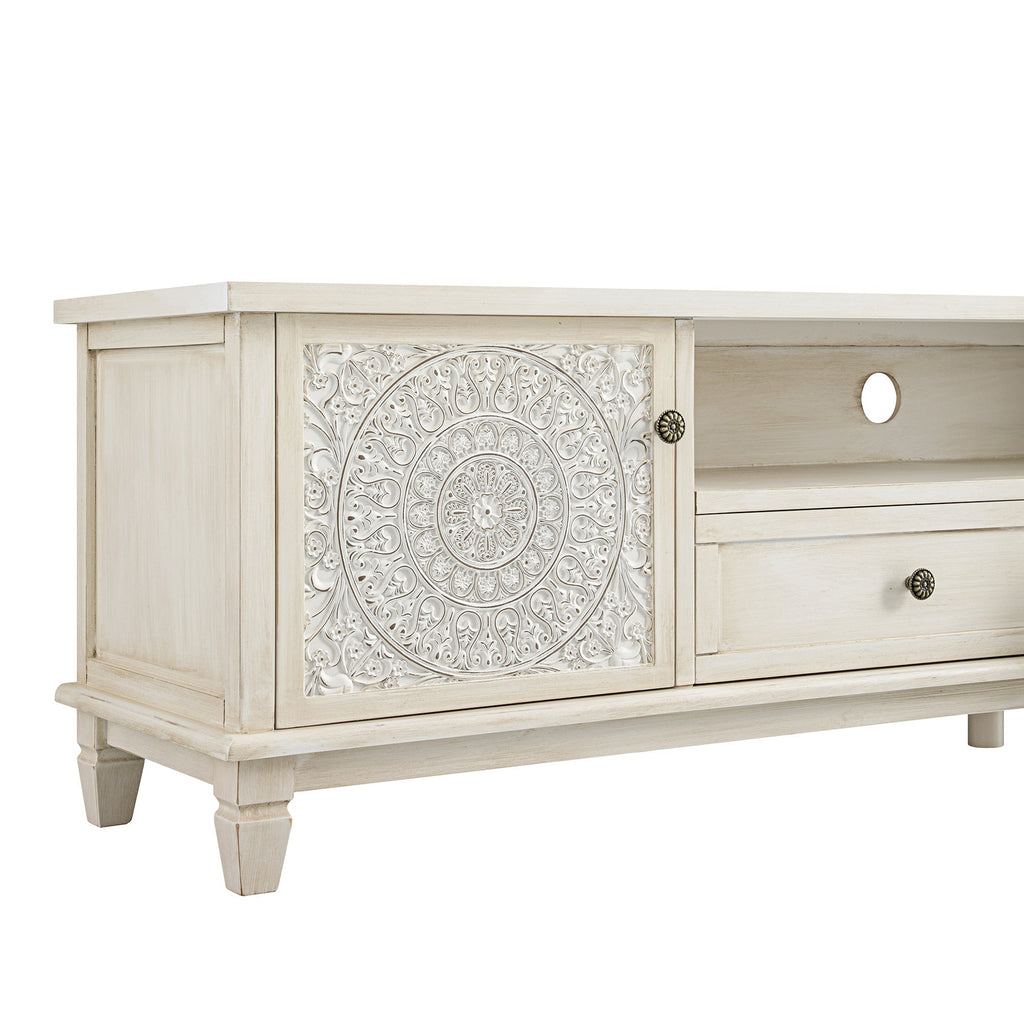 Whitewashed 79 Wide TV Stand