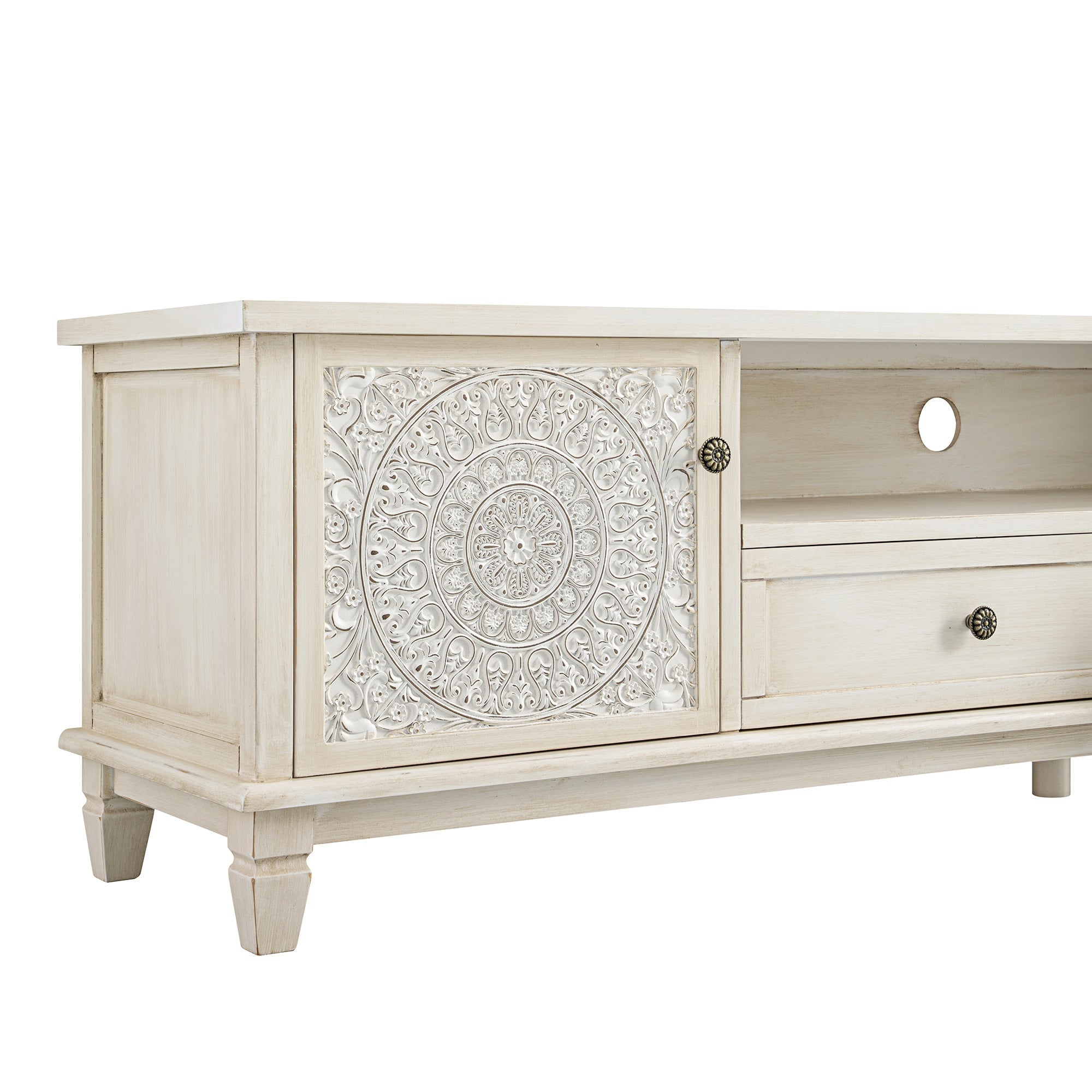 Whitewashed 79 Wide TV Stand